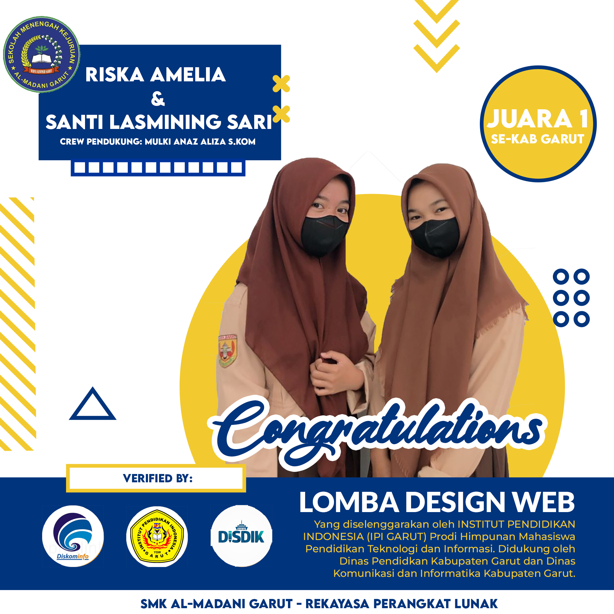 SMK AL-MADANI BERHASIL MENDAPAT JUARA 1 LOMBA DESIGN WEB SE-KABUPATEN GARUT
